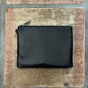 NEW Aimee Kestenberg Black Patent Leather Zip Pouch New Without Tags NWOT